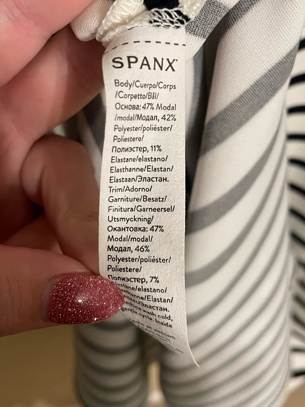 SPANX Airessentials Sleeveless Striped Tank Dress Cream Black Stripes Large